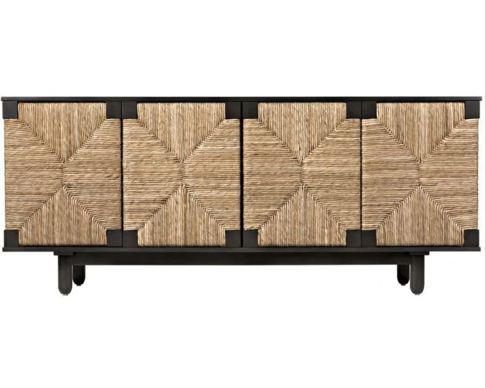 Noir Furniture Brook 4 Door Sideboard, Pale