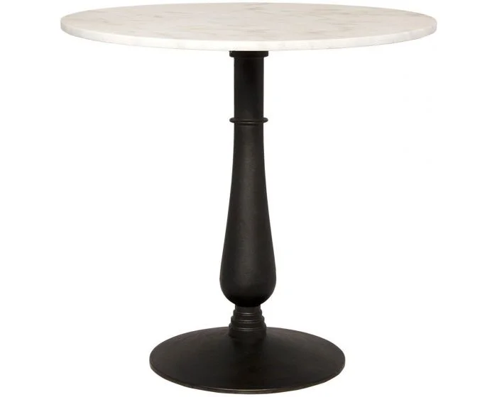 Noir Furniture Cobus Side Table, Black Steel with White Marble