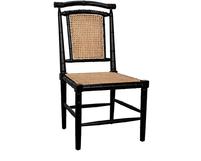 Noir Furniture Colonial Bamboo Side Chair, Hand Rubbed Black