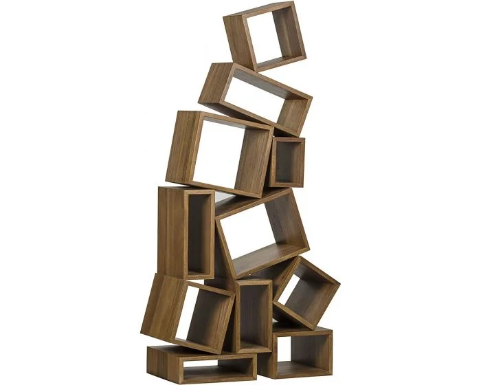 Noir Furniture Cubist Bookcase, Dark Walnut