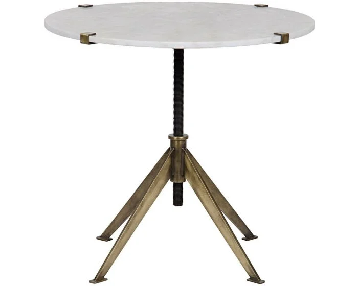 Noir Furniture Edith Adjustable Side Table, Large, Antique Brass