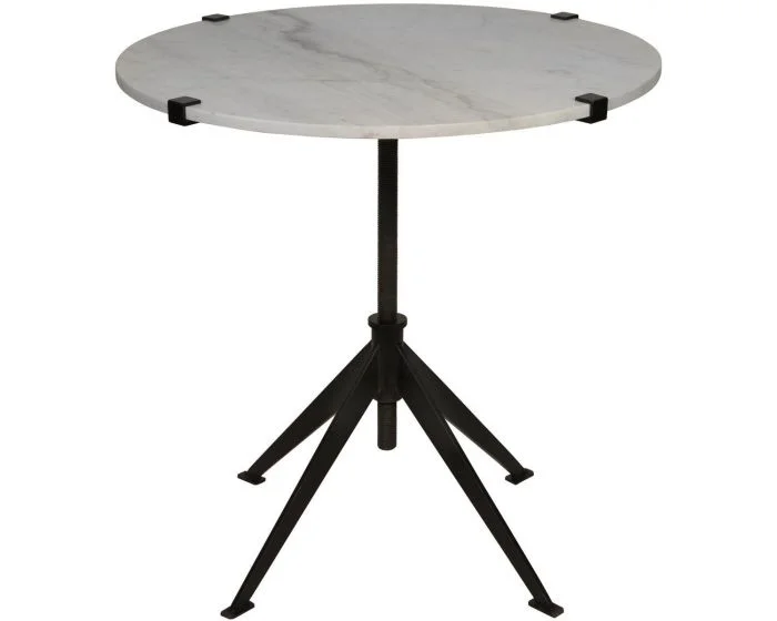 Noir Furniture Edith Adjustable Side Table, Large, Black Steel