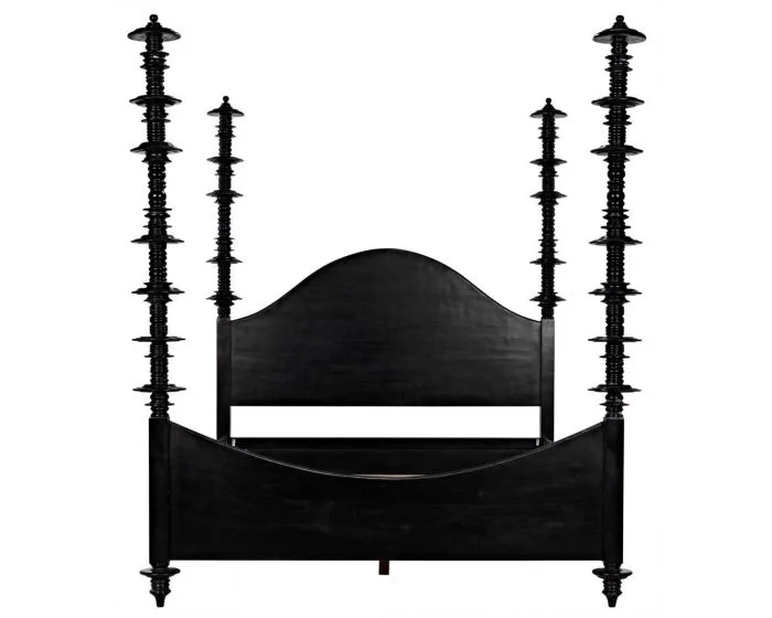 Noir Furniture Ferret Bed, Queen, Hand Rubbed Black