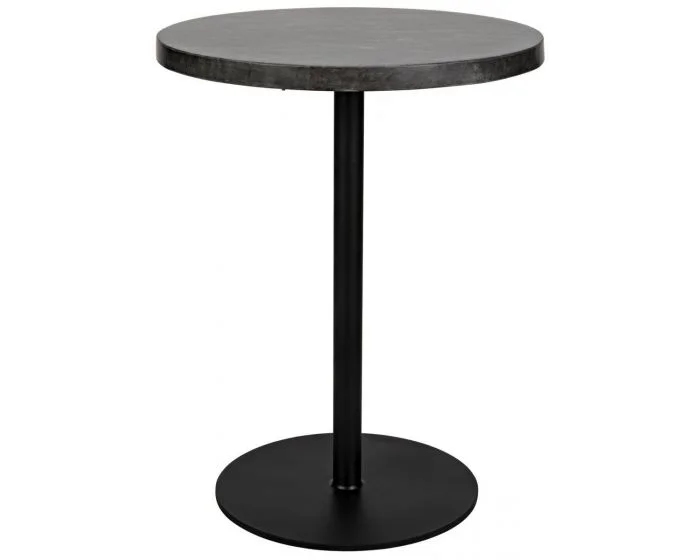 Noir Furniture Ford Side Table, Black Steel and Black Marble Top – Tall