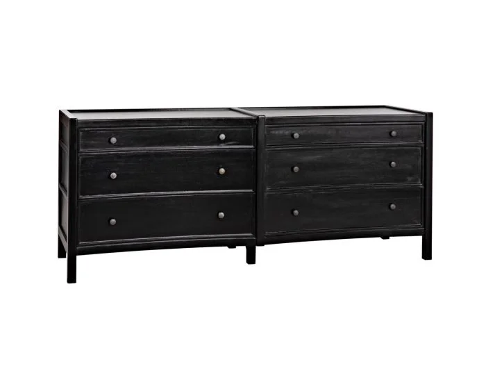 Noir Furniture Hampton 6 Drawer Dresser, Hand Rubbed Black