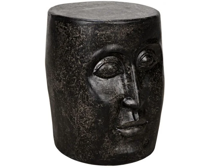 Noir Furniture Head Side Table, Black Fiber Cement (Dropshippable)