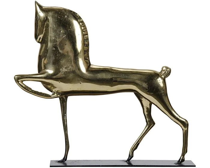 Noir Furniture Horse On Stand, Brass (Dropshippable)