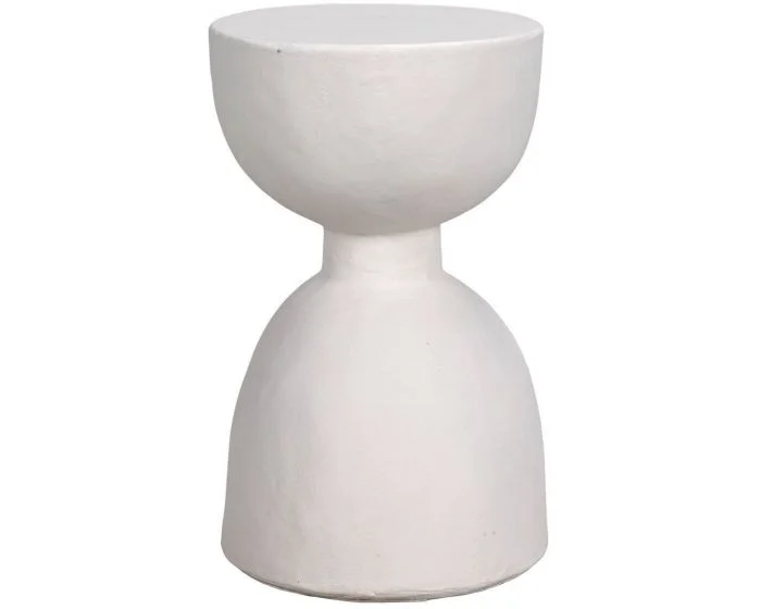 Noir Furniture Hourglass Stool, White Fiber Cement