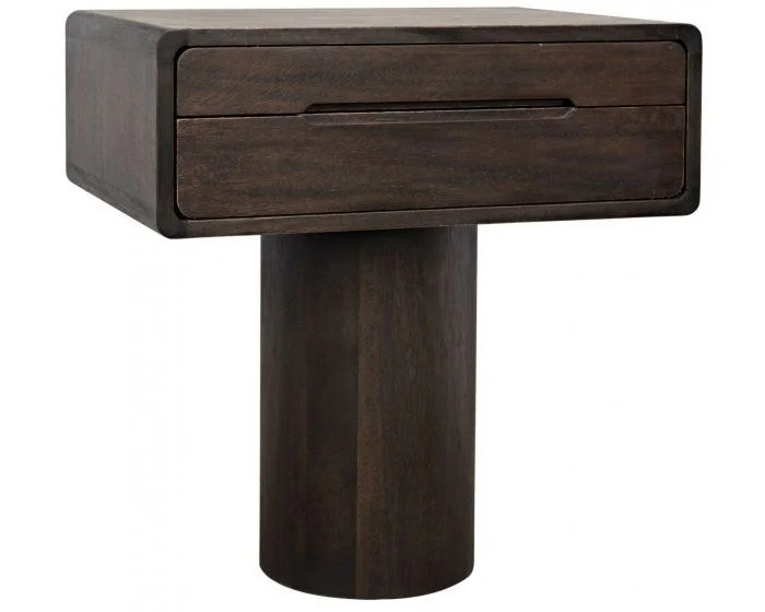 Noir Furniture Langford Side Table, Ebony Walnut