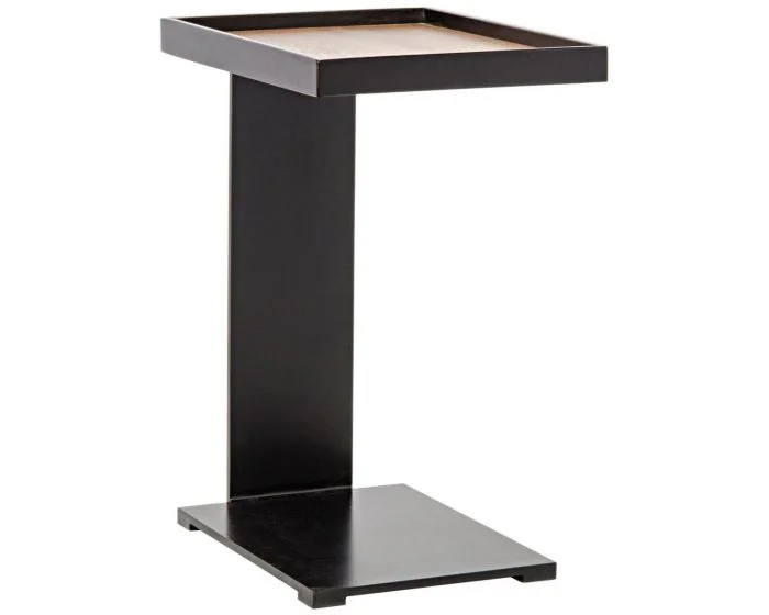 Noir Furniture Ledge Side Table with Black Steel