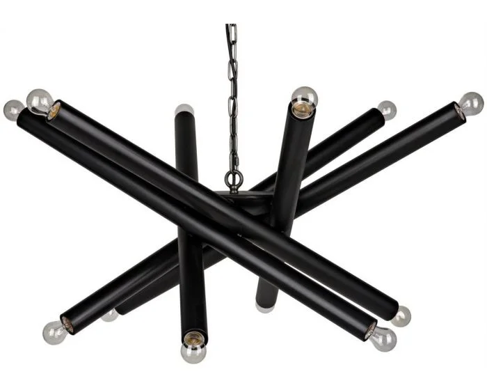 Noir Furniture Lex Chandelier, Black Steel