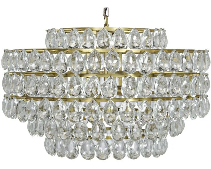 Noir Furniture Linden Chandelier, Antique Brass, and Black Steel