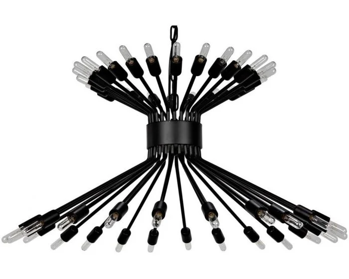 Noir Furniture Mancini Chandelier, Black Steel