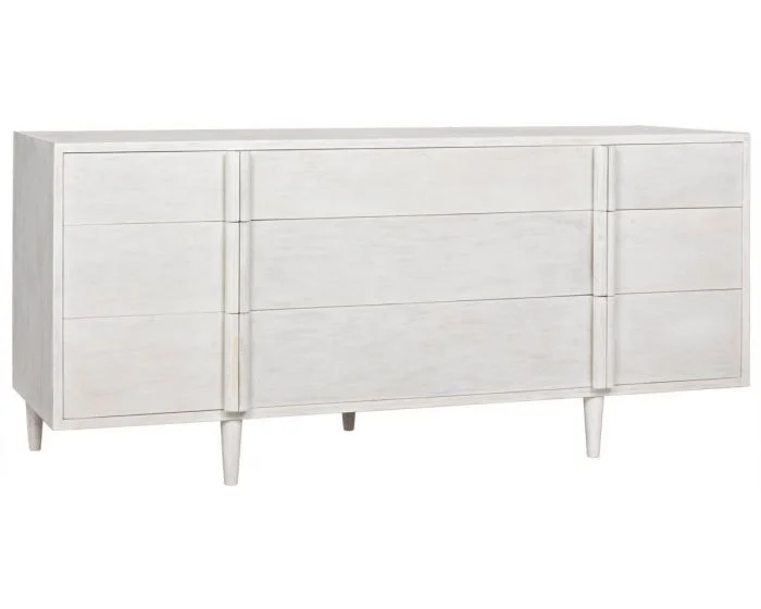Noir Furniture Morten 9 Drawer Dresser, White Wash