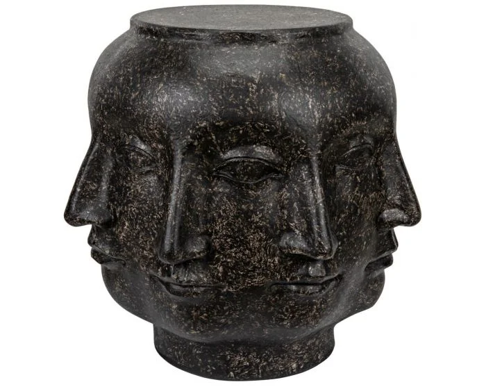 Noir Furniture Multi-Face Stool, Black Fiber Cement