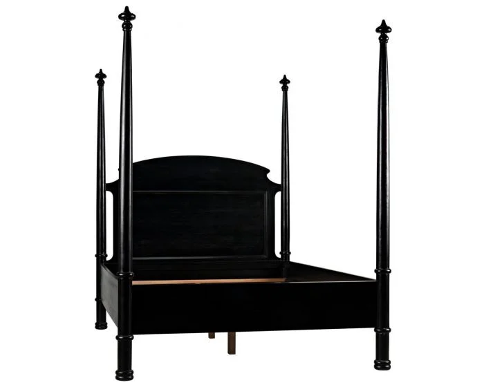 Noir Furniture New Douglas Bed, Queen, Hand Rubbed Black