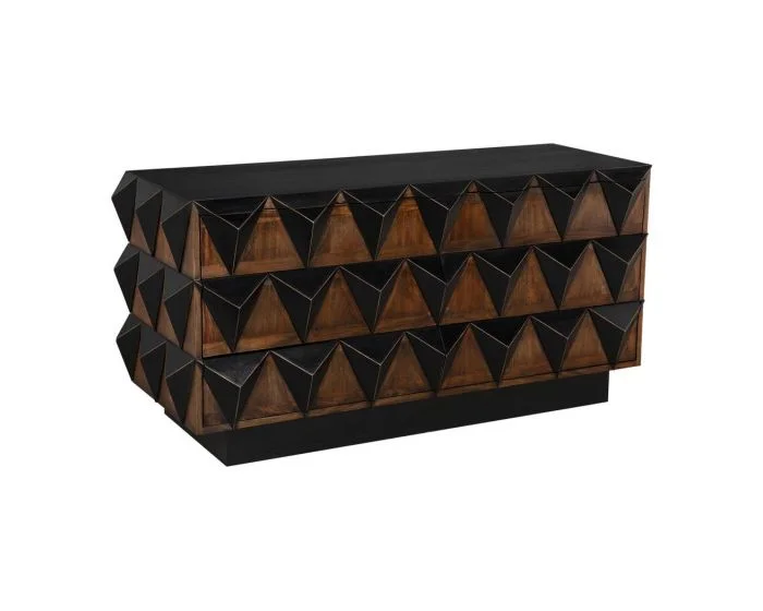 Noir Furniture Nigel Chest, Hand Rubbed Black and Brown