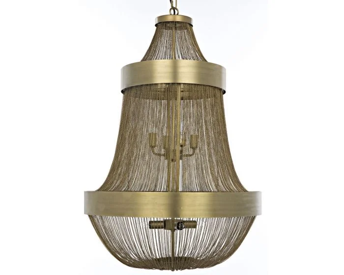 Noir Furniture Pavilion Chandelier, Metal with Brass Finish