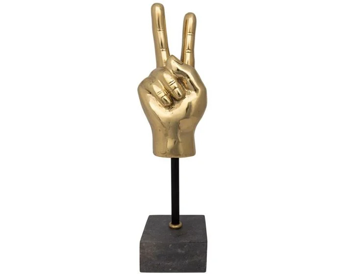 Noir Furniture Peace Sign On Stand, Brass (Dropshippable)
