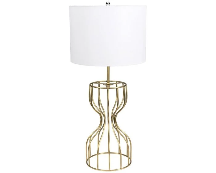 Noir Furniture Perry Table Lamp with Shade, Metal with Brass Finish (Dropshippable)
