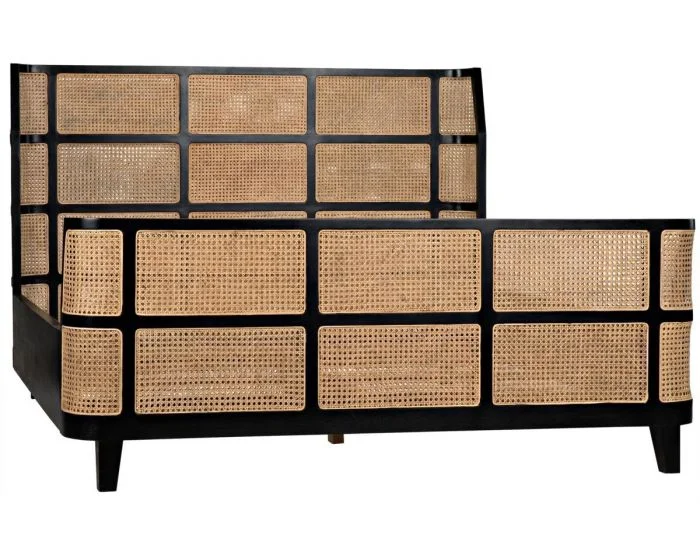 Noir Furniture Porto Bed, Eastern King, Hand Rubbed Black