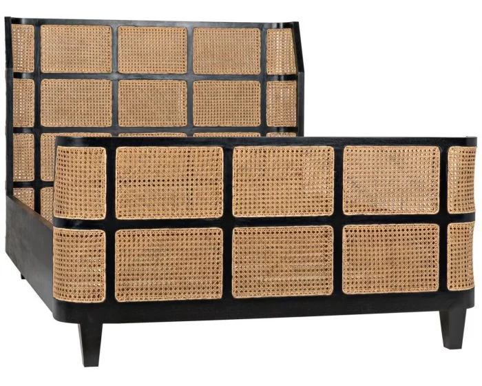 Noir Furniture Porto Bed, Queen, Hand Rubbed Black