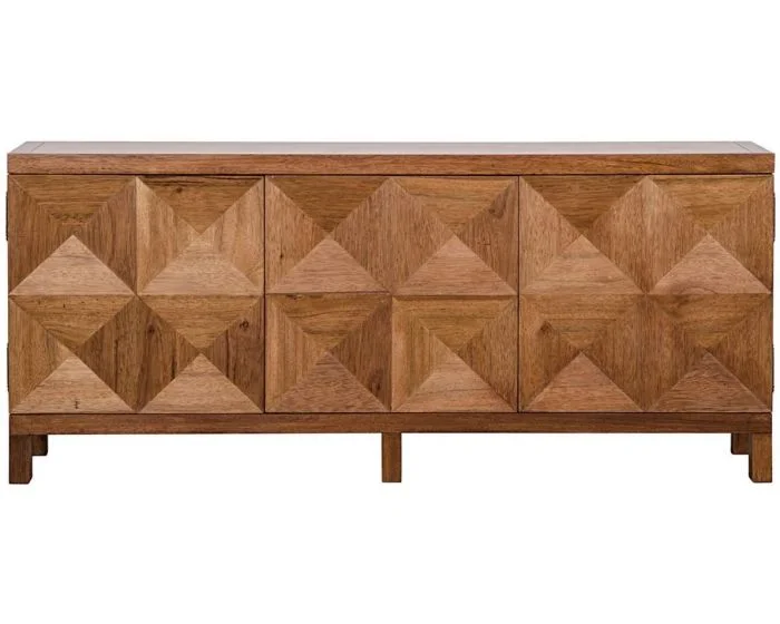 Noir Furniture Quadrant 3 Door Sideboard, Dark Walnut