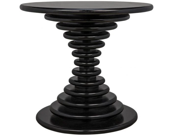 Noir Furniture Scheiben Side Table, Hand Rubbed Black