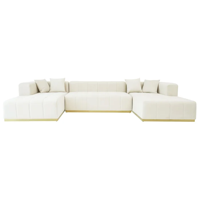 Nolan U-Shape Corner Sofa – Cream Velvet