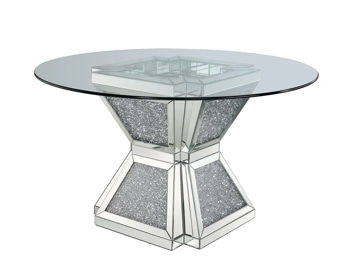 Noralie 52″Dia Glam Dining Table with Hourglass-Style Pedestal Base