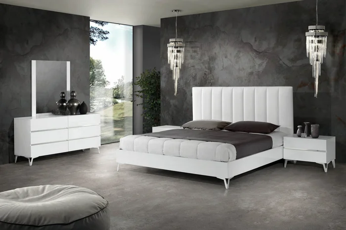 Nova Domus Angela – Eastern King Italian Modern White Eco Leather Bedroom Set