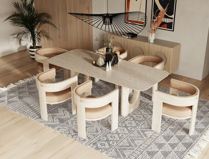 Nova Domus Osaka – Modern Faux Marble + Natural Ash Dining Table