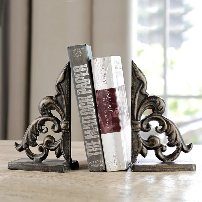Ornate Fleur de Lis Bookends P By SPI Home – 8.5in Height