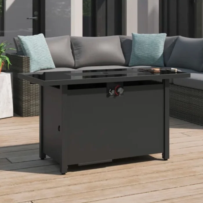 Outdoor Fire Pit Table With Lid – Dark Gray