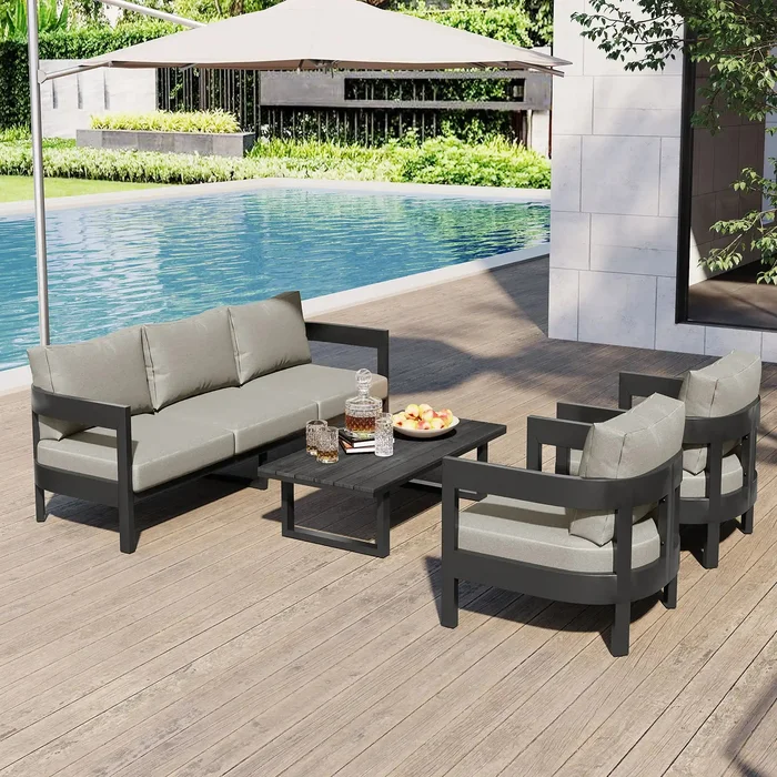 Outdoor Seating Set with Thick Cushions, Ultimate Comfort for Patios and Lawns