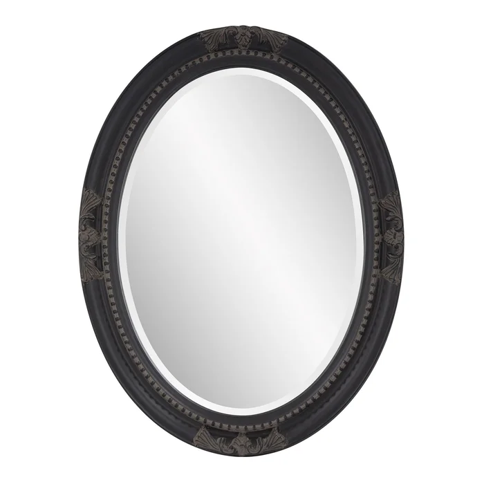 Oval Antiqued Black Wood Frame Mirror By Homeroots