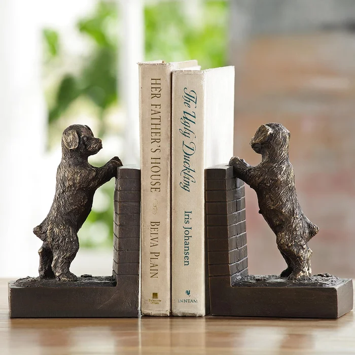 Perky Peeking Puppy Bookends By SPI Home – 7in Height