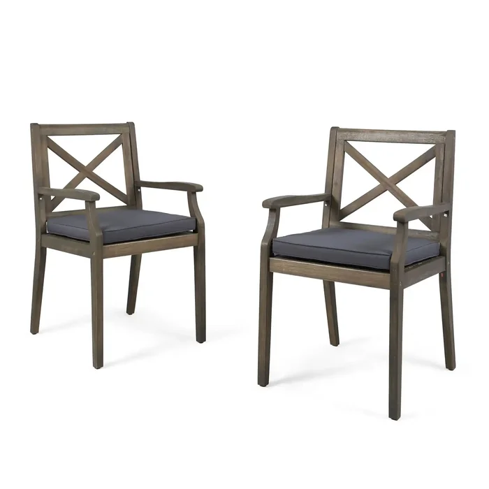 Perla – Dining Chair Set With Cushions 2 Piece – Dark Gray