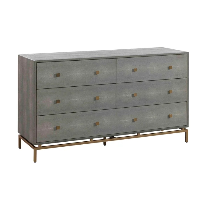 Pesce – Shagreen 6 Drawer Dresser – Gray