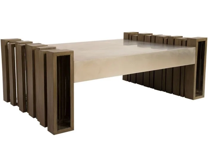 Phillips Collection Barcode Coffee Table, Mohogany/Stainless Steel