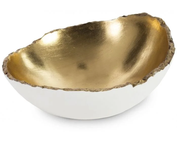 Phillips Collection Broken Egg Bowl, White and Gold Leaf (Dropshippable)