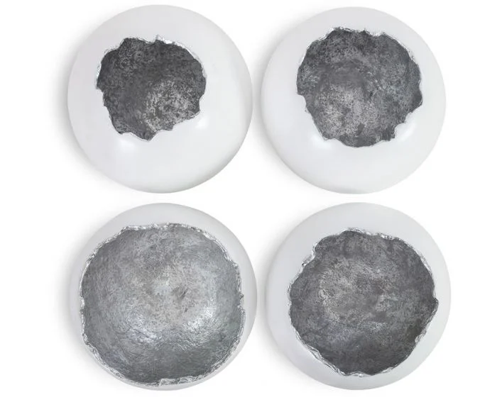 Phillips Collection Broken Egg Wall Art, White and Silver Leaf, Set of 4 (Dropshippable)