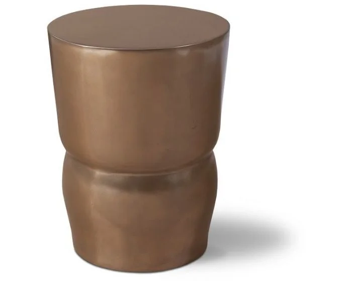 Phillips Collection Carved Stool, Polished Bronze (Dropshippable)