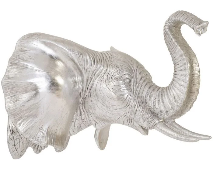 Phillips Collection Elephant Wall Art, Resin, Silver Leaf