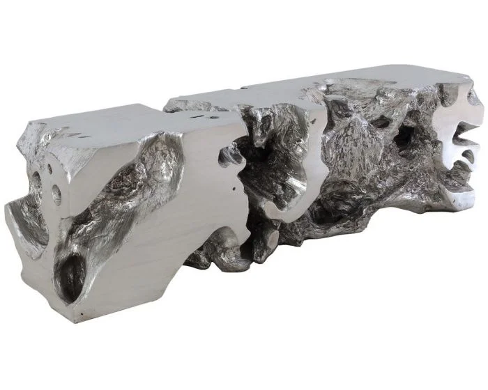 Phillips Collection Freeform Bench, Silver Leaf