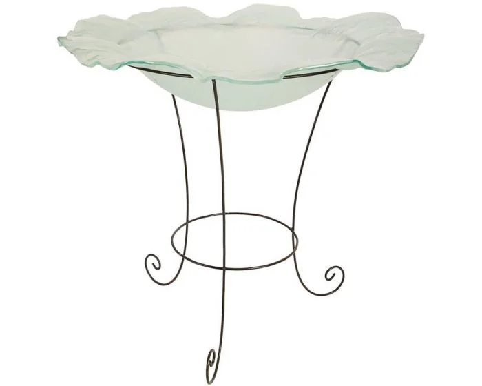 Phillips Collection Frosted Glass Bowl on Stand, in Clear/Black – Large (Dropshippable)