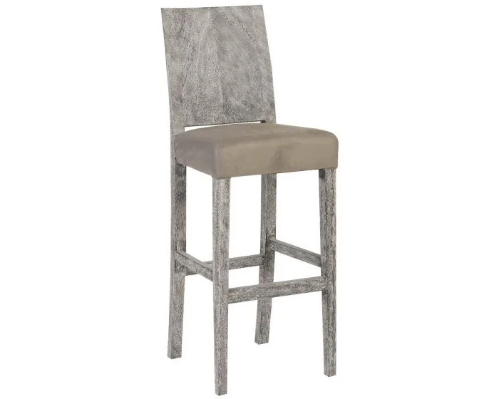 Phillips Collection Ophelia Bar Stool, Chamcha Wood, Grey Stone Finish (Dropshippable)