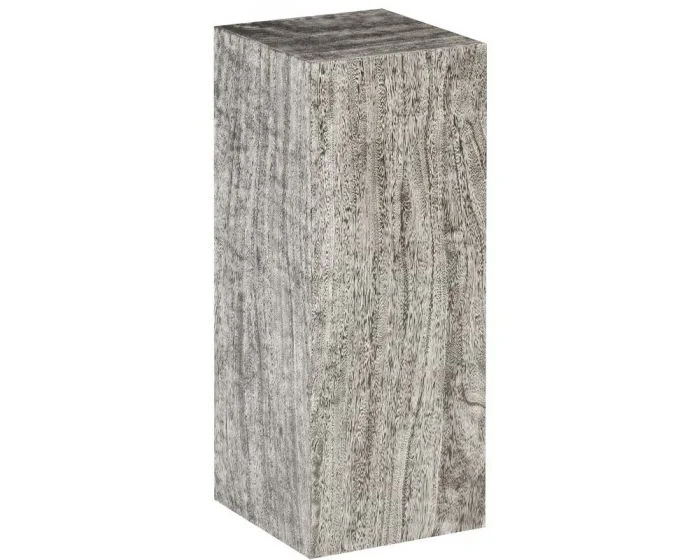 Phillips Collection Origins Pedestal, Medium, Mitered Chamcha Wood, Grey Stone Finish (Dropshippable)