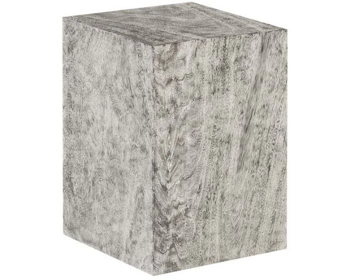 Phillips Collection Origins Pedestal, Small, Mitered Chamcha Wood, Grey Stone Finish (Dropshippable)