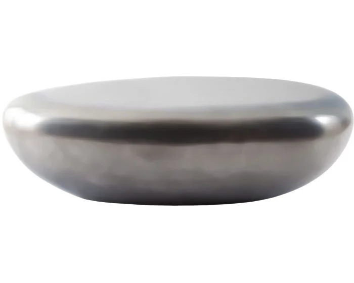 Phillips Collection River Stone Coffee Table, Polished Aluminum, Large